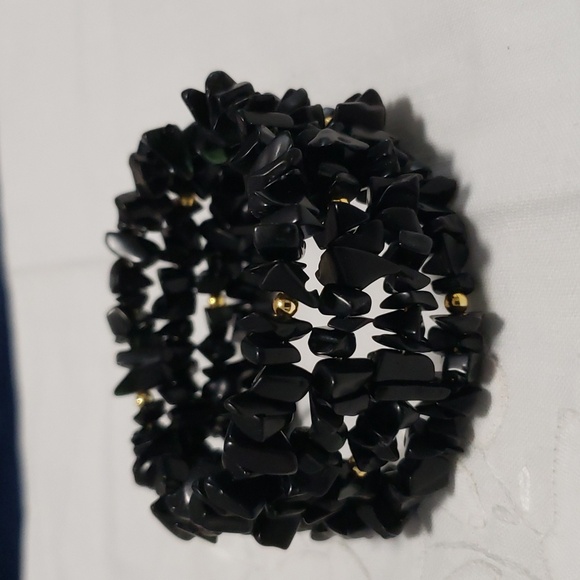 Black Obsidian chips bracelet - Picture 2 of 4